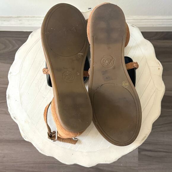 LUCKY BRAND Braided Brown Suede Leather Tassel Thong Sandals Strappy 8 38 Flats - Picture 8 of 10